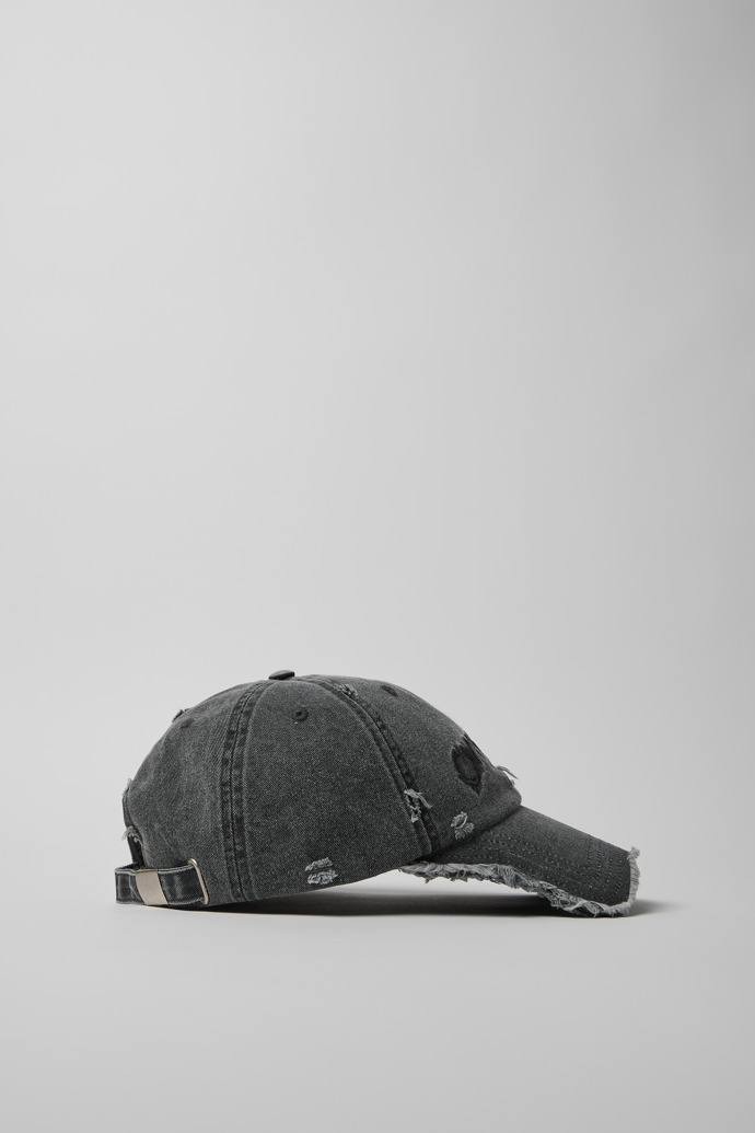 Side view of Cap Faded Black Distorted Washed Cap