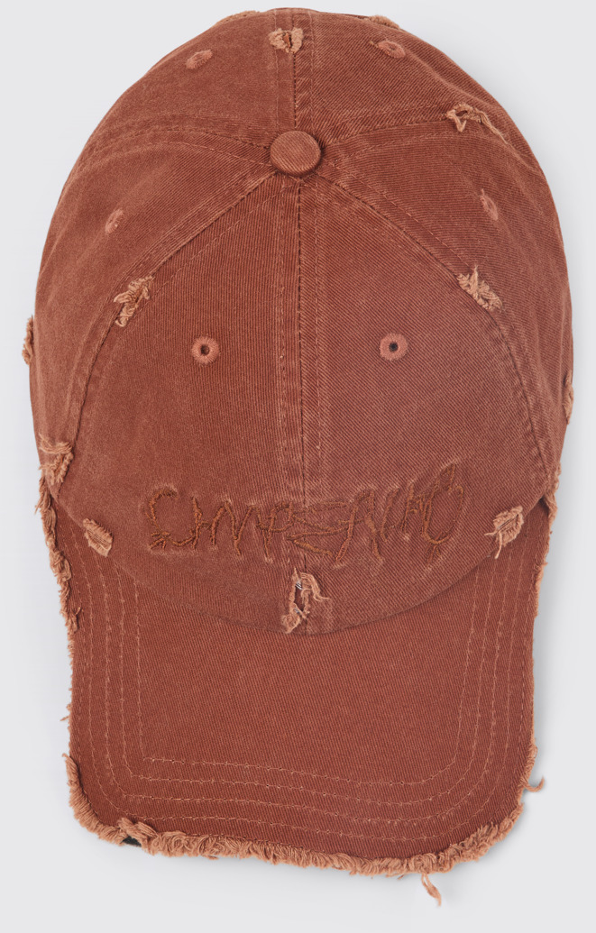 Overhead view of Cap Faded Terracotta Distorted Washed Cap