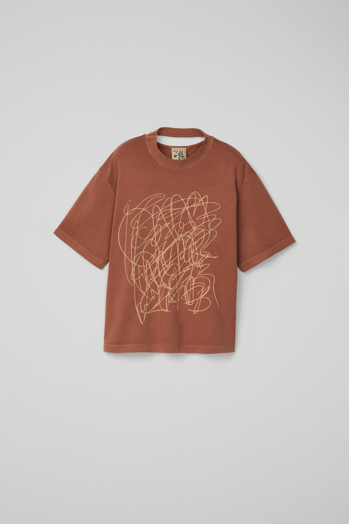 Side view of T-Shirt Terracotta Mineral Dye Boxy T-Shirt