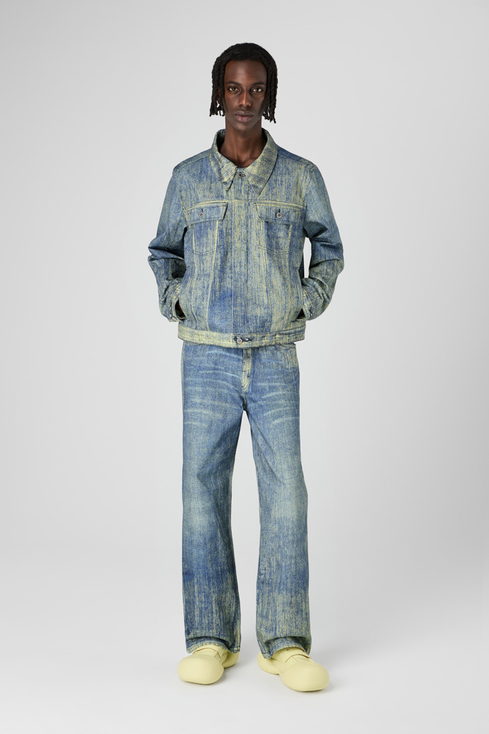 Denim Veste en jean bleu sable à imprimé peinture