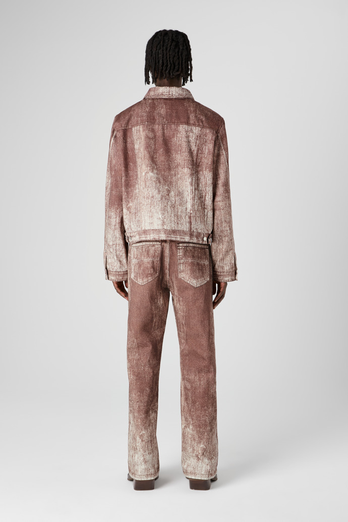 Denim Jeansjacke mit Farbaufdruck in Terracotta