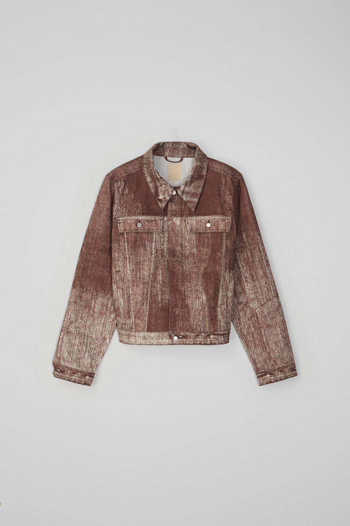 Denim Jeansjacke mit Farbaufdruck in Terracotta