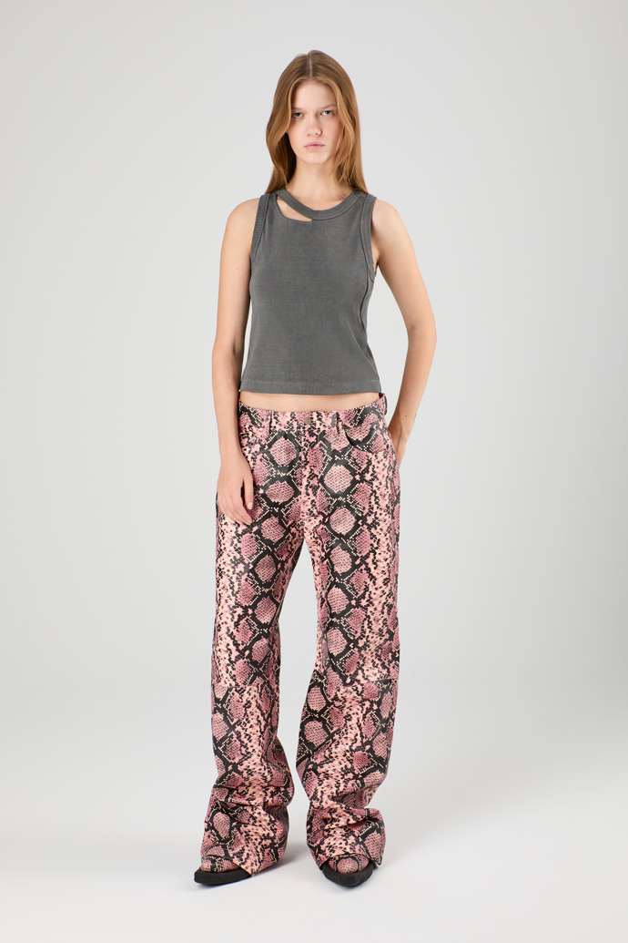 Leather Trousers Pink Snake Leather Trousers