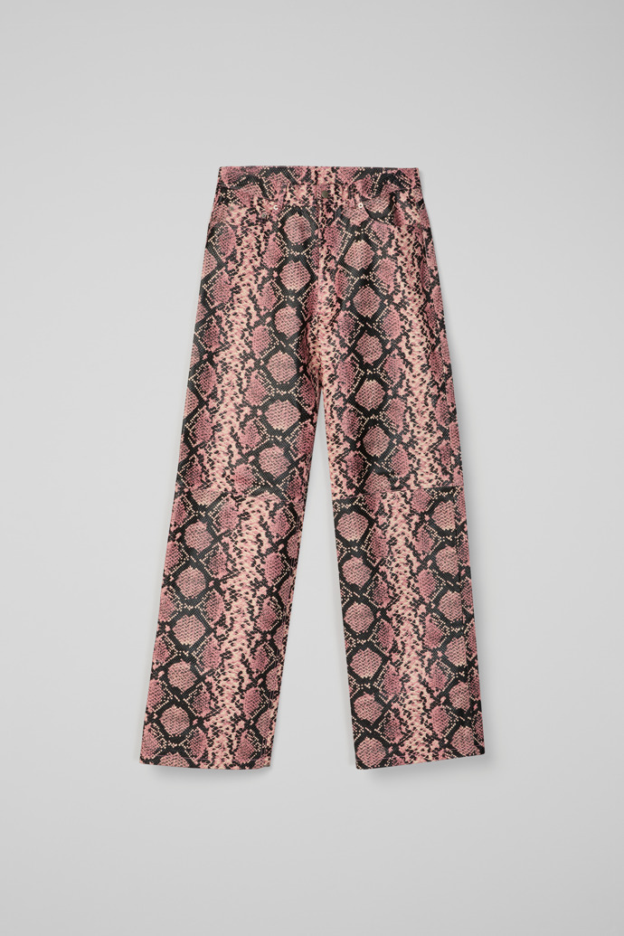 Leather Trousers Pantalones de piel rosa de efecto serpiente