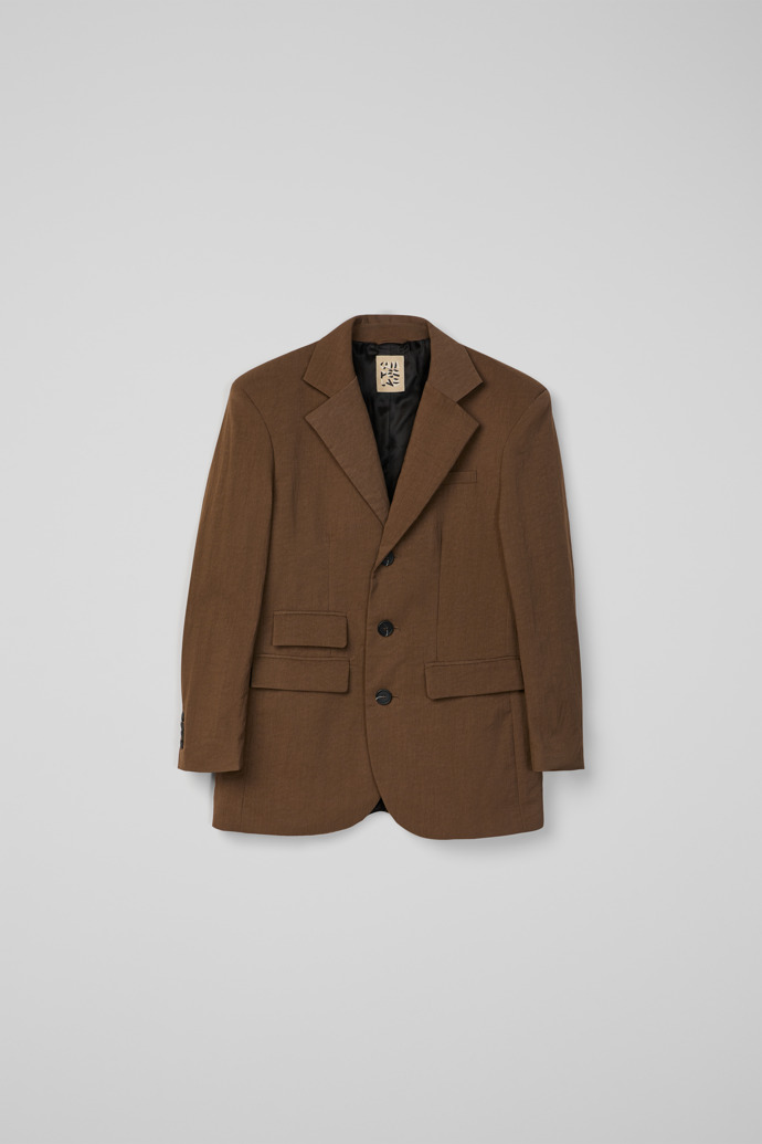 Side view of Tailored Blazer Brown ECONYL® Suit Blazer