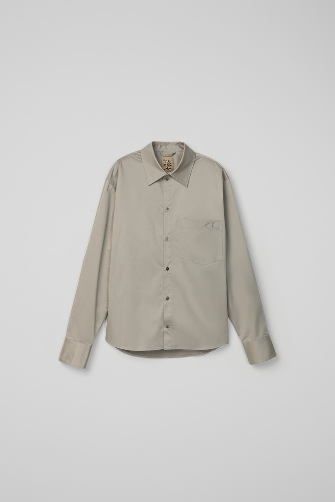 Side view of Cotton Shirt Gray Cotton Shirt