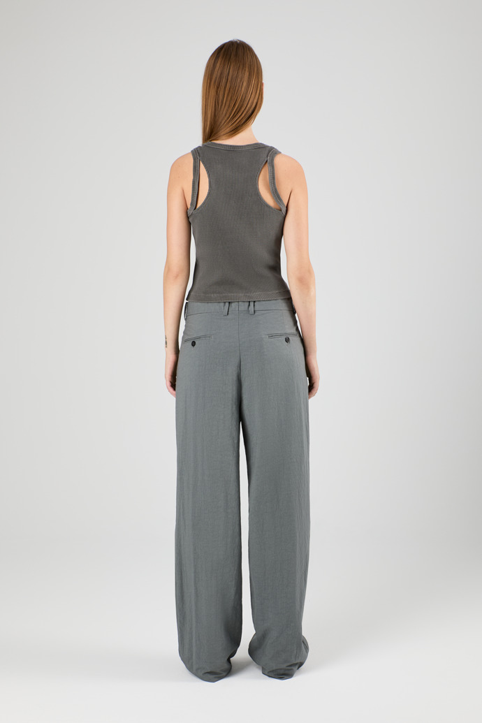 Tailored Trousers Szare spodnie garniturowe z tkaniny technicznej