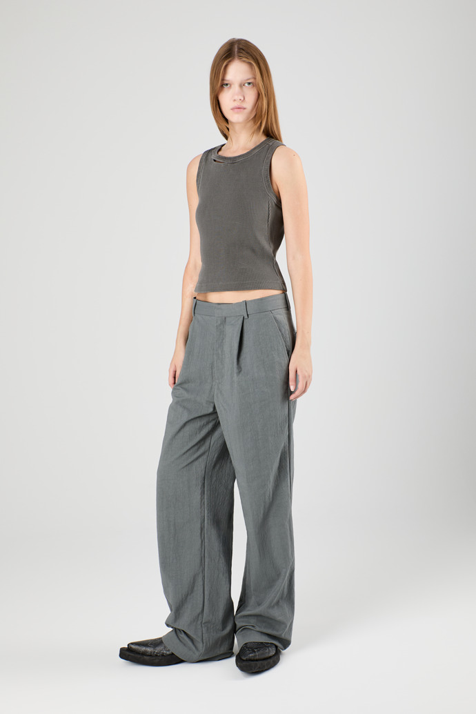 Tailored Trousers Szare spodnie garniturowe z tkaniny technicznej