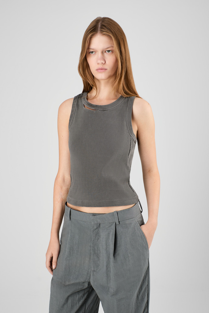 Ribbed Tank Top Canotta a coste nero sfumato