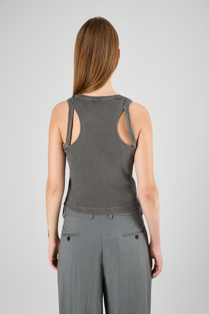 Ribbed Tank Top Canotta a coste nero sfumato