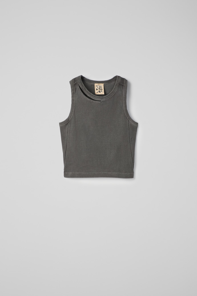 Side view of Ribbed Tank Top Faded Black Ribbed Tank Top