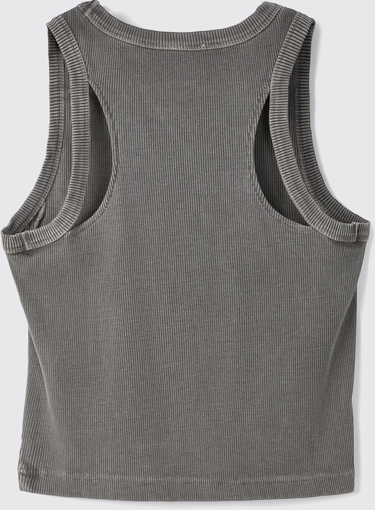 Back view of Ribbed Tank Top Faded Black Ribbed Tank Top