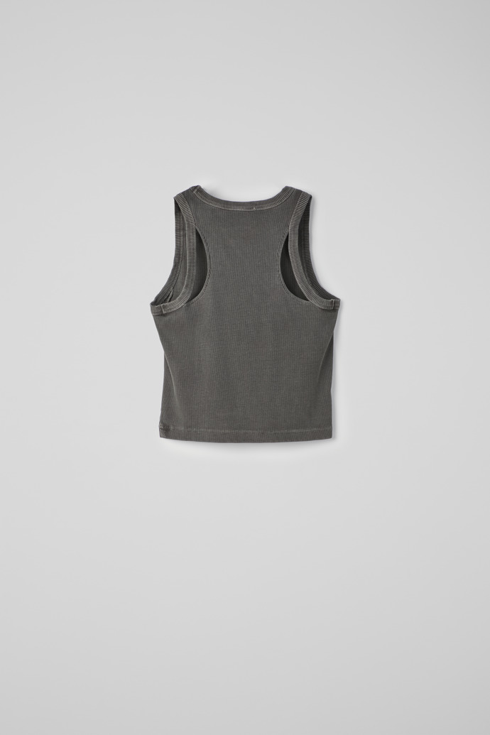 Back view of Ribbed Tank Top Faded Black Ribbed Tank Top