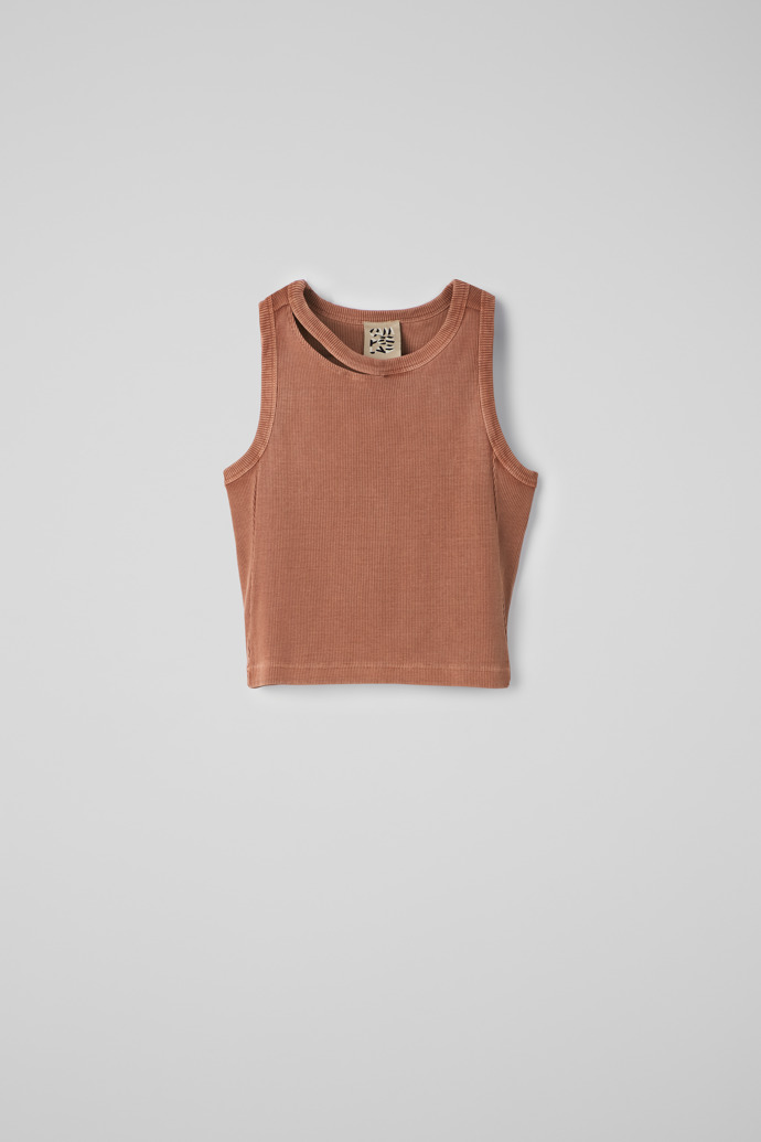 Side view of Ribbed Tank Top Terracotta Ribbed Tank Top