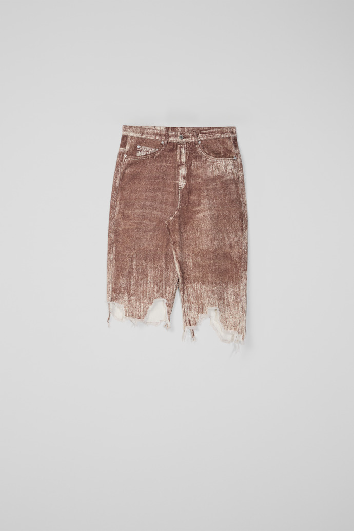 Denim Skirt Gonna in denim con stampa di vernice terracotta