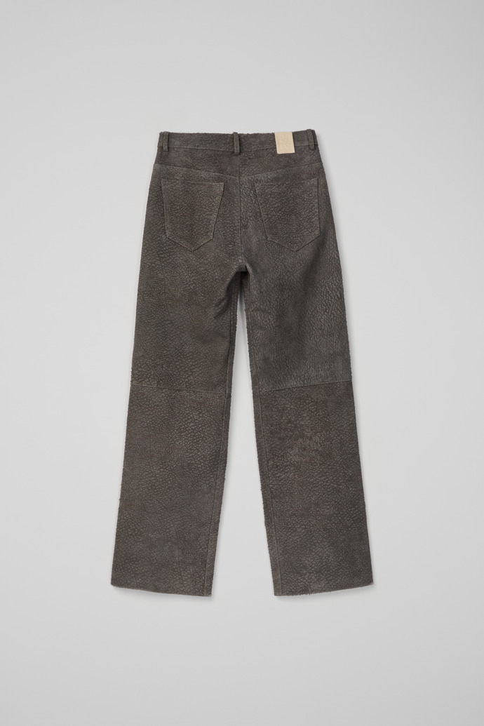 Suede Trousers Pantalon en cuir velours gris froissé