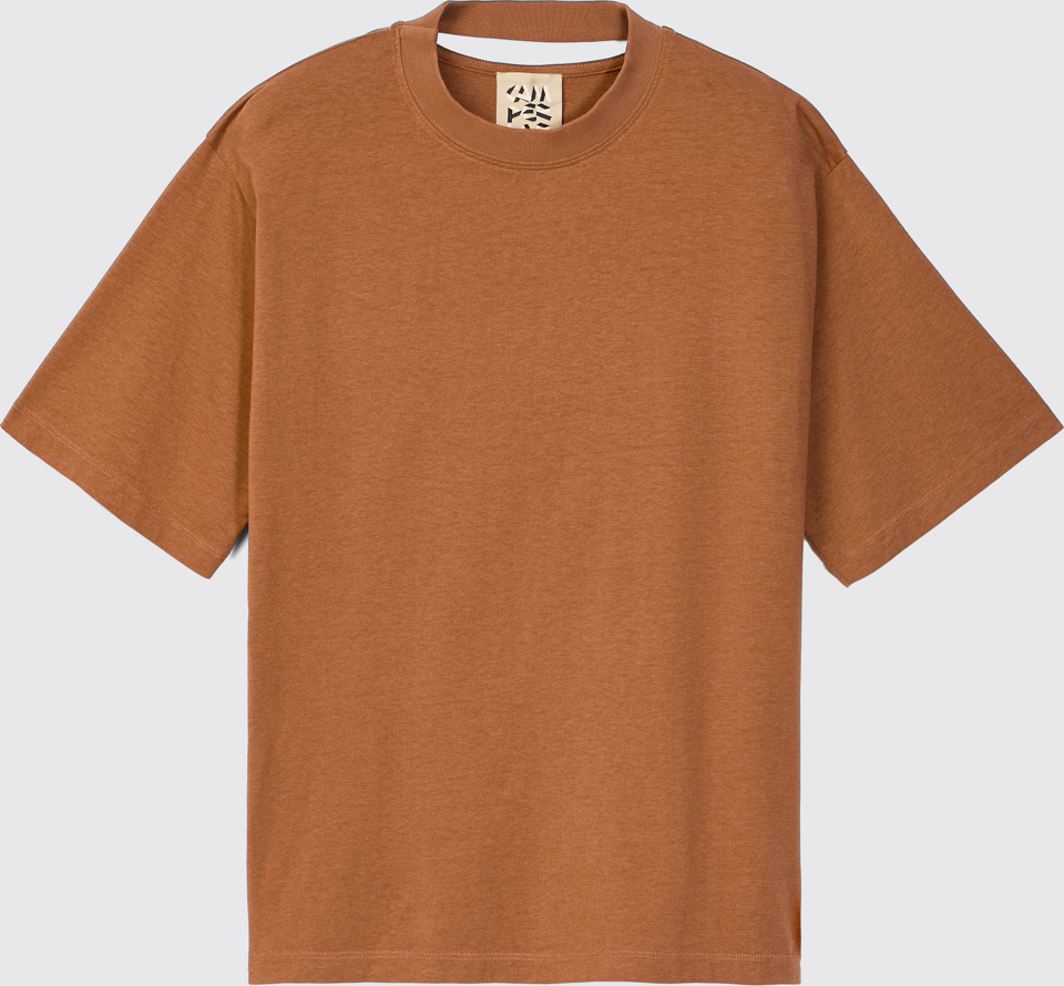 Side view of CAMPERLAB JERSEY Terracotta Boxy T-shirt