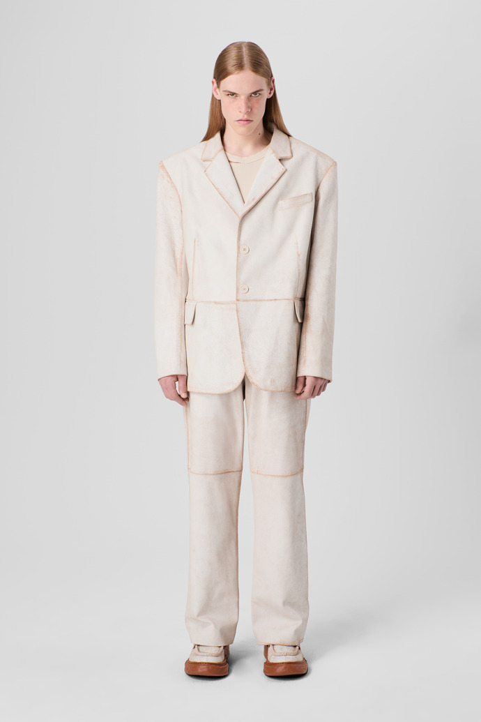 CAMPERLAB LEATHER White cracked leather blazer