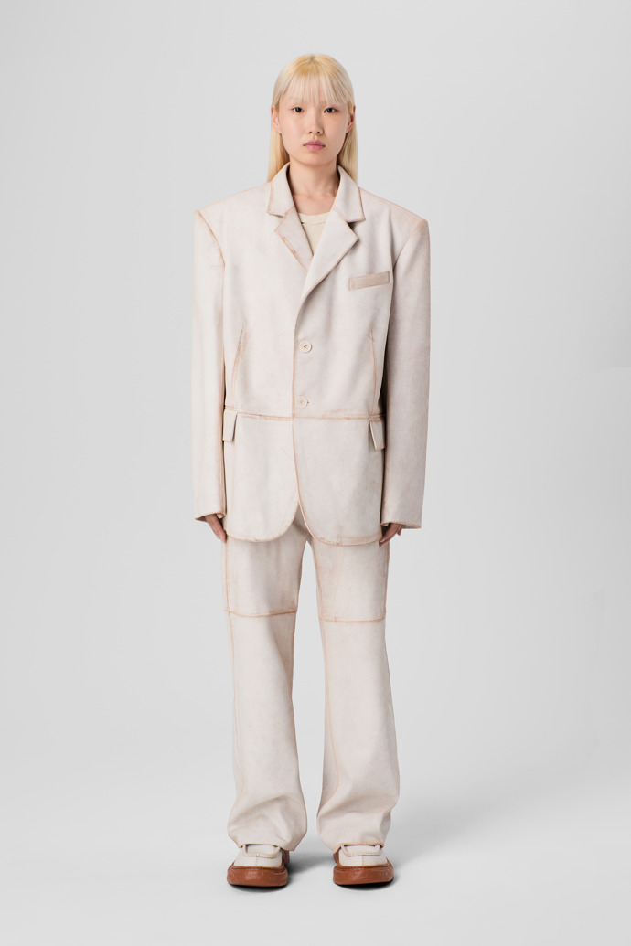 CAMPERLAB LEATHER White cracked leather blazer