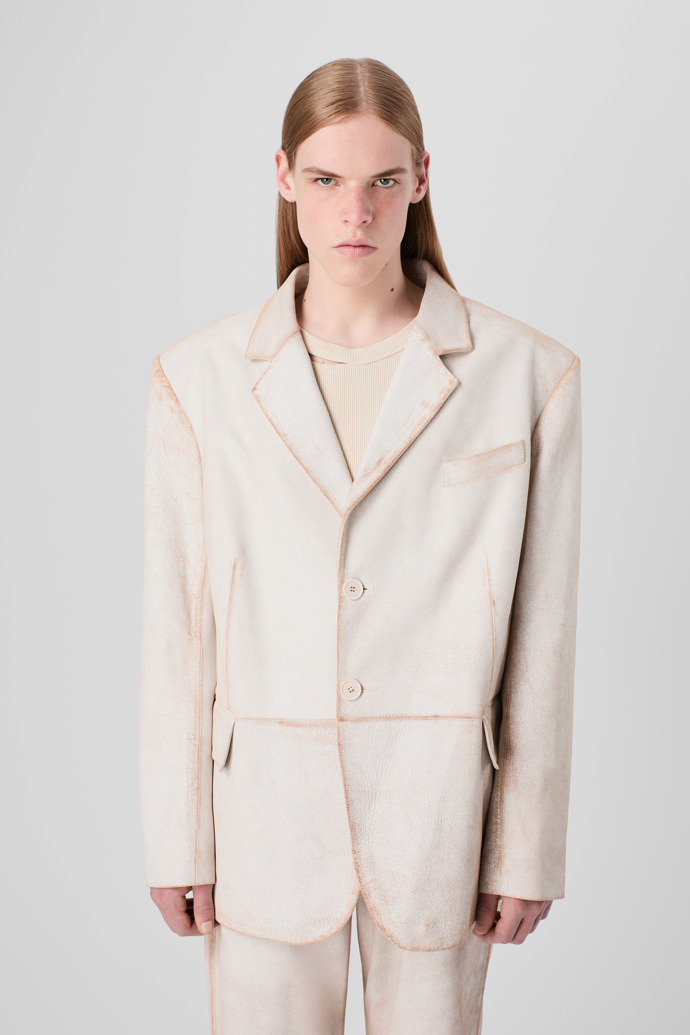 CAMPERLAB LEATHER White cracked leather blazer