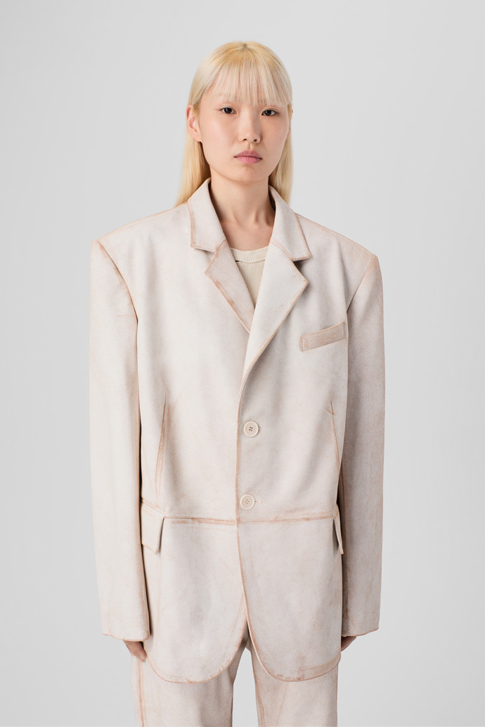 CAMPERLAB LEATHER White cracked leather blazer