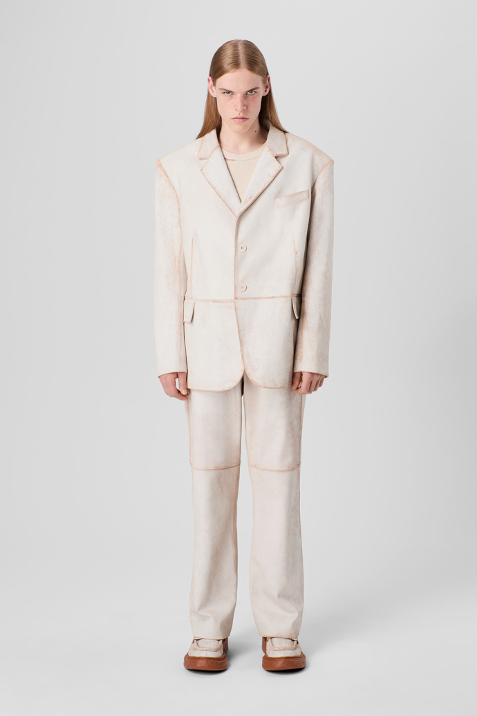 CAMPERLAB LEATHER White cracked leather trousers