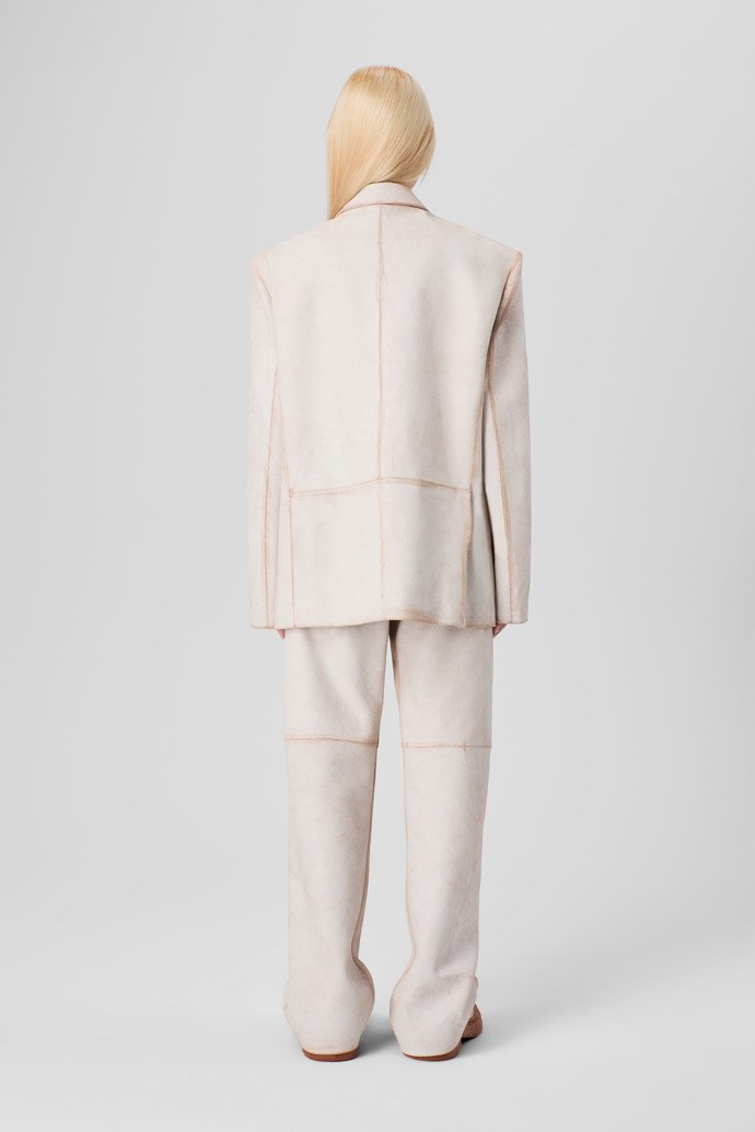 CAMPERLAB LEATHER Pantalón blanco de piel cuarteada