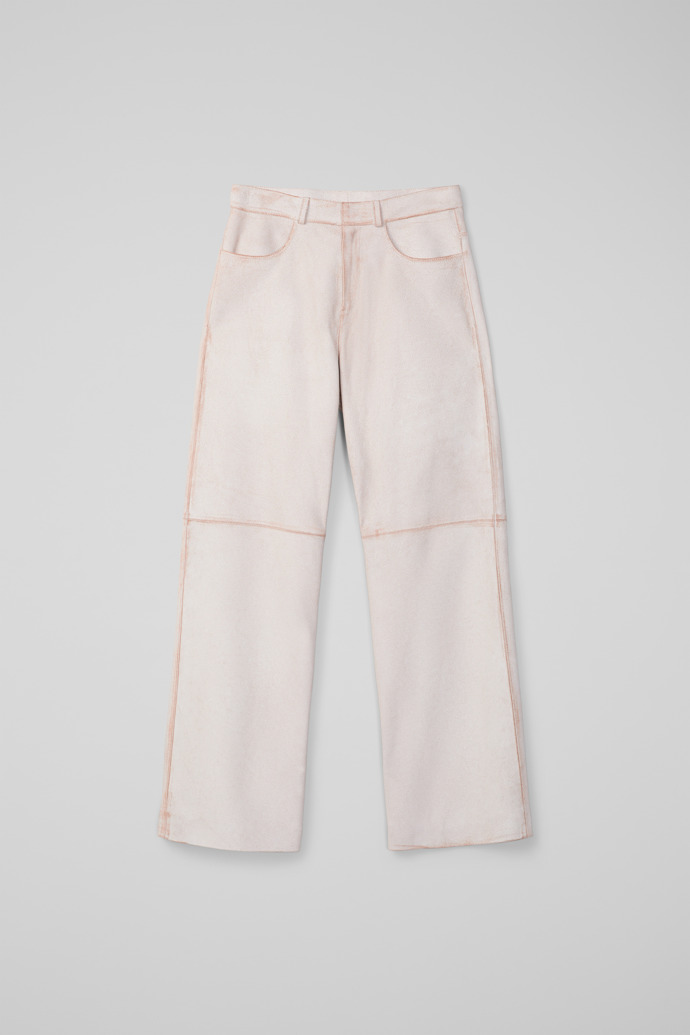 CAMPERLAB LEATHER Pantalón blanco de piel cuarteada