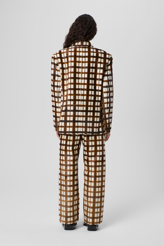 CAMPERLAB LEATHER Cream-brown tartan hair-on-leather trousers