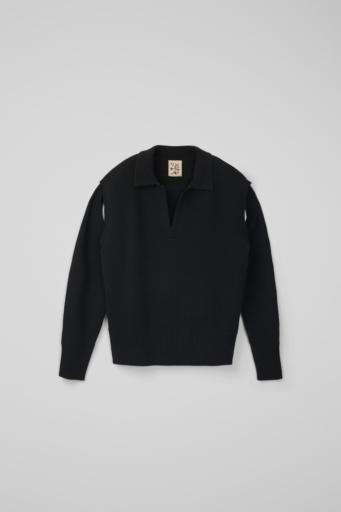 Side view of CAMPERLAB KNIT Black wool-blend Sweater