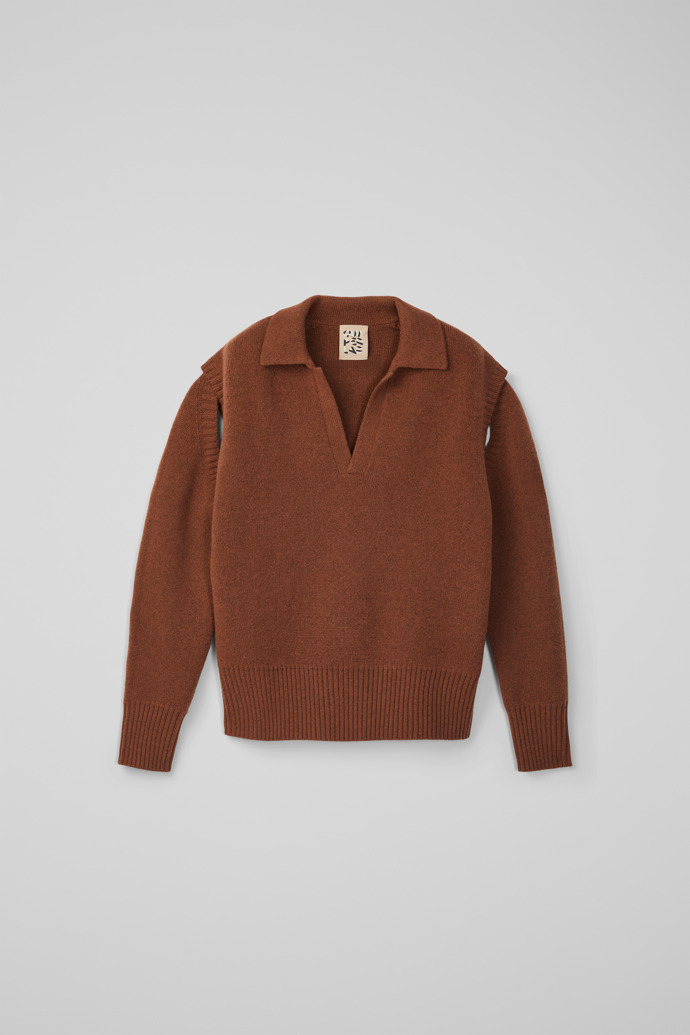 Side view of CAMPERLAB KNIT Brown wool-blend Sweater