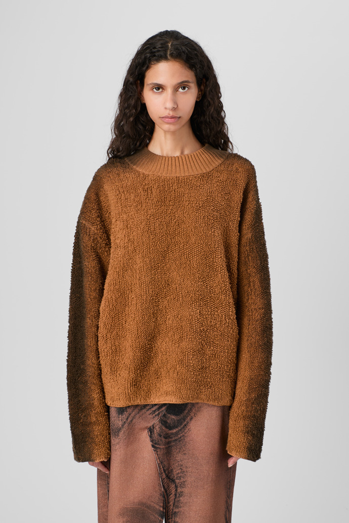 CAMPERLAB KNIT Pull bouclé en laine mélangée couleur terracotta