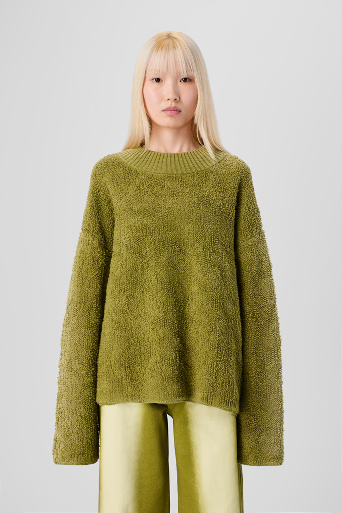CAMPERLAB KNIT Green wool-blend Bouclé Jumper