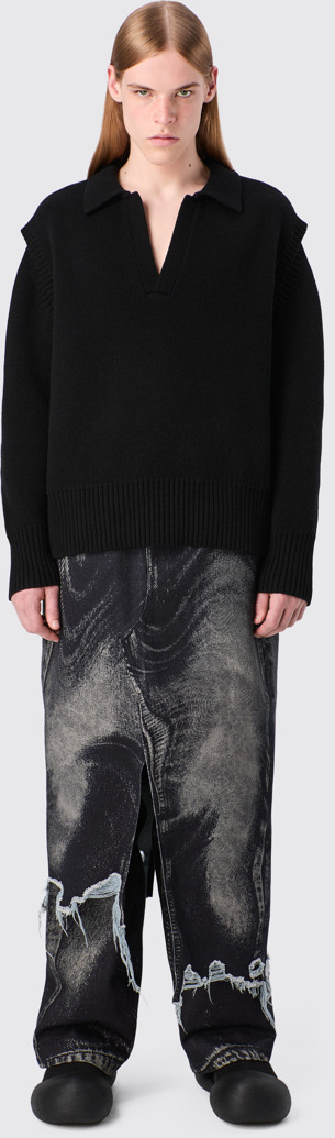 CAMPERLAB DENIM Black-gray asymmetric denim skirt