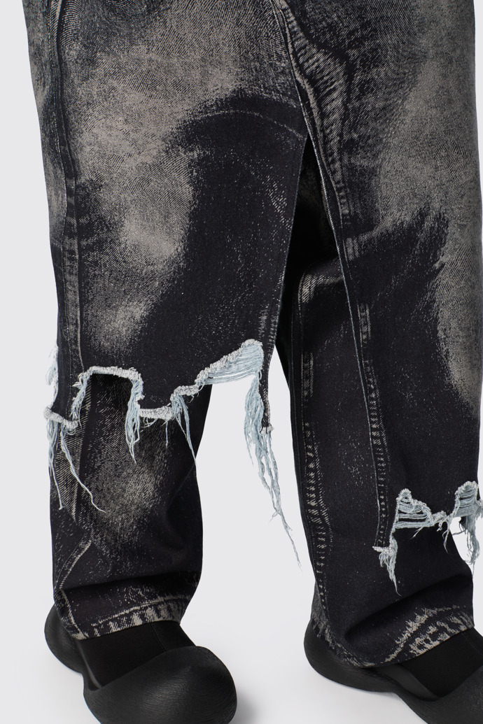 CAMPERLAB DENIM Black-gray asymmetric denim skirt