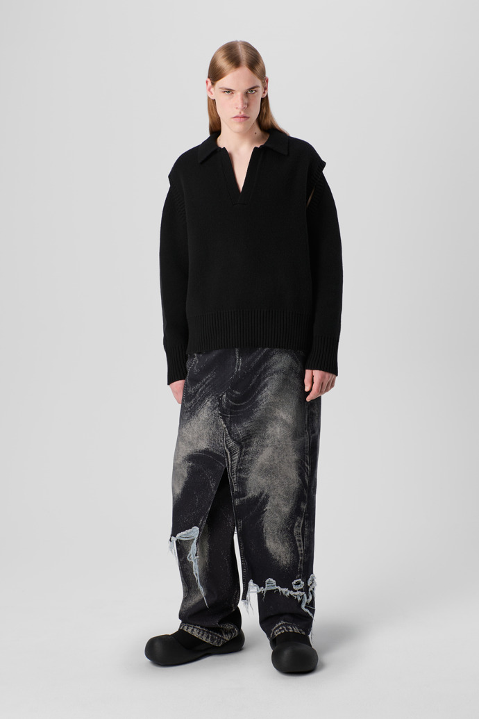 CAMPERLAB DENIM Black-gray asymmetric denim skirt