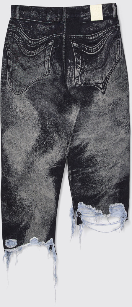 Back view of CAMPERLAB DENIM Black-gray asymmetric denim skirt