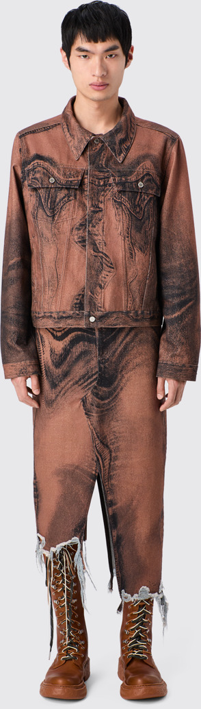 CAMPERLAB DENIM Brown-black asymmetric denim skirt