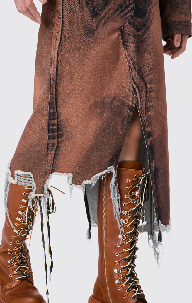 CAMPERLAB DENIM Brown-black asymmetric denim skirt