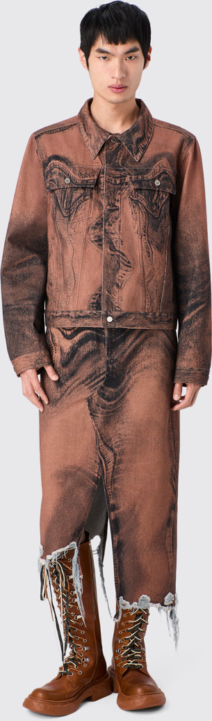 CAMPERLAB DENIM Brown-black asymmetric denim skirt