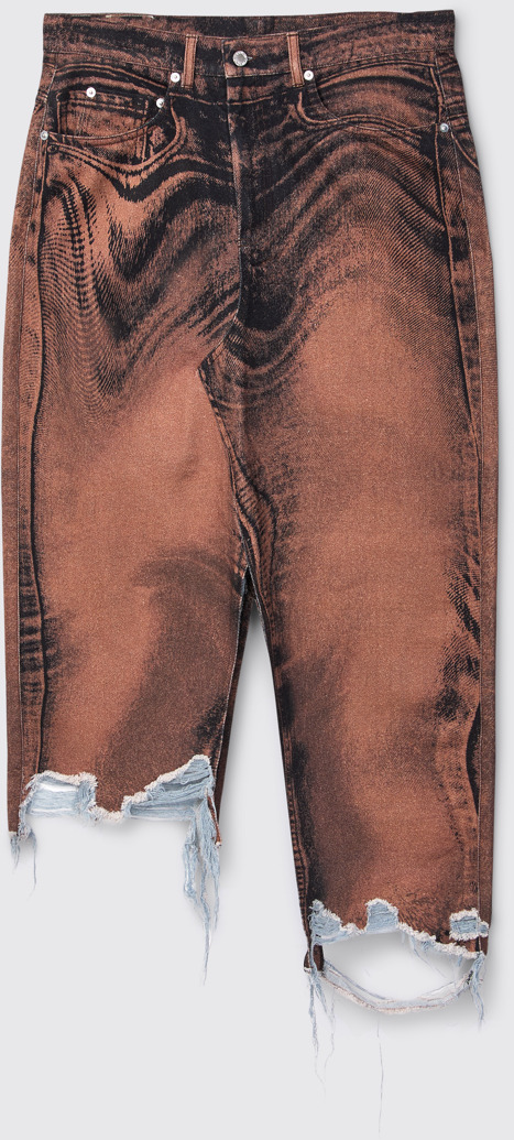 Side view of CAMPERLAB DENIM Brown-black asymmetric denim skirt