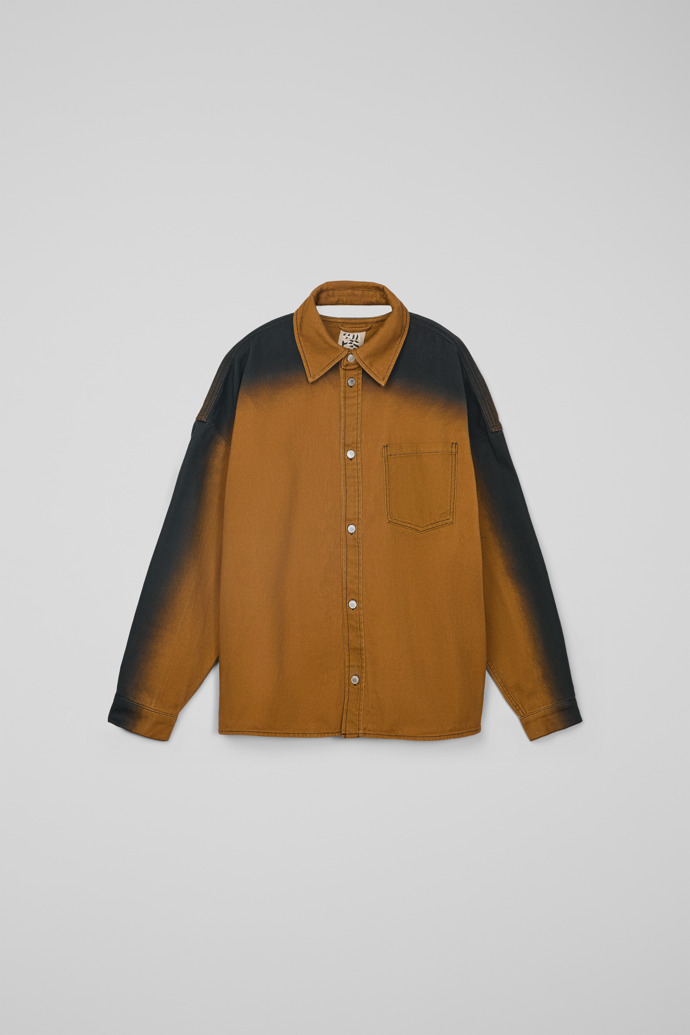 CAMPERLAB DENIM Camisa de tela vaquera terracota con estampado de efecto espray