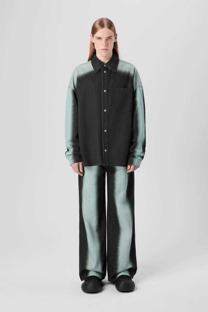 CAMPERLAB DENIM Black bootcut jeans with printed spray effect