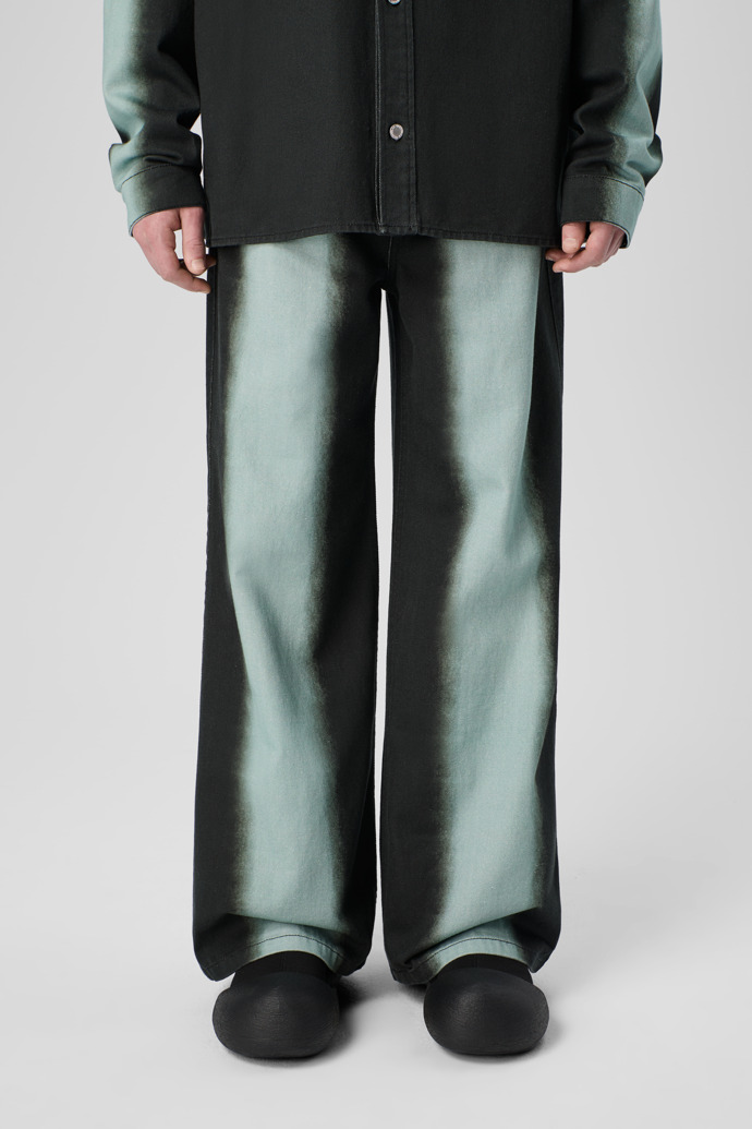CAMPERLAB DENIM Black bootcut jeans with printed spray effect