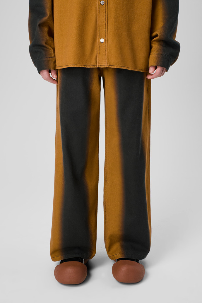 CAMPERLAB DENIM Terracotta bootcut jeans with printed spray effect