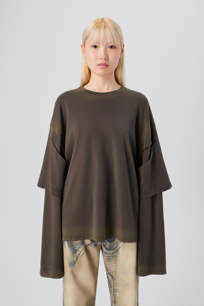 CAMPERLAB JERSEY Faded black organic cotton long sleeve T-Shirt