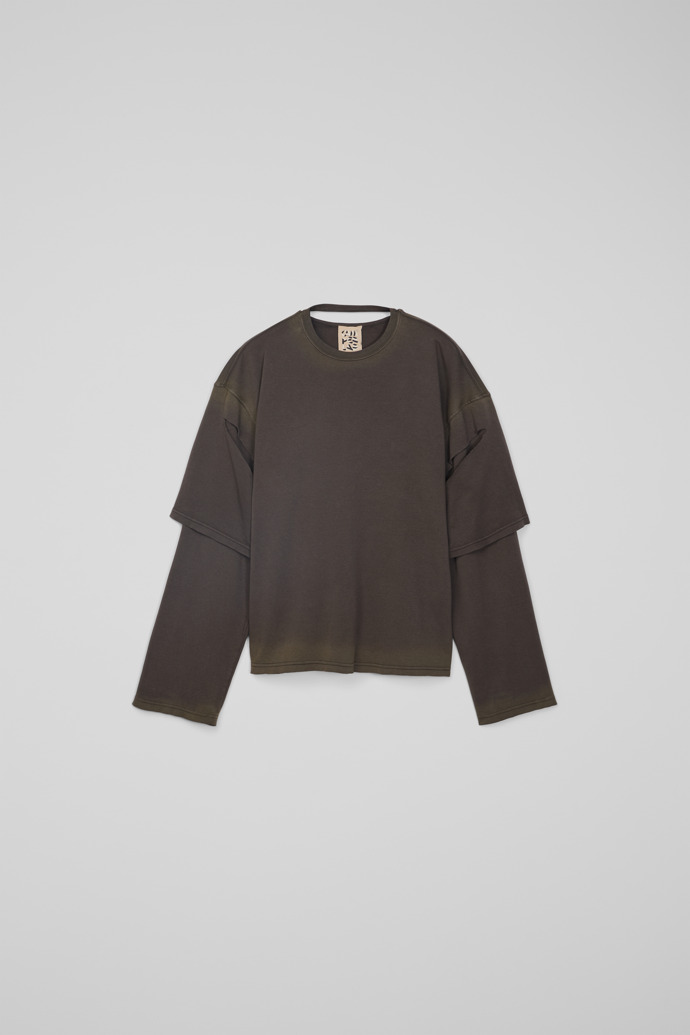 Side view of CAMPERLAB JERSEY Faded black organic cotton long sleeve T-Shirt