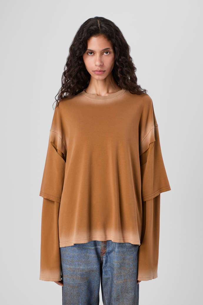 CAMPERLAB JERSEY Faded terracotta organic cotton long sleeve T-Shirt