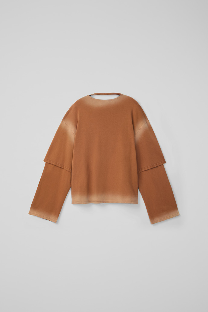 Back view of CAMPERLAB JERSEY Faded terracotta organic cotton long sleeve T-Shirt