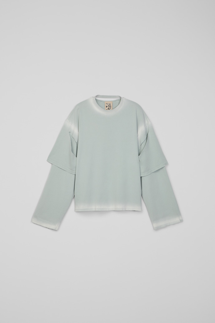 Side view of CAMPERLAB JERSEY Faded gray organic cotton long sleeve T-Shirt